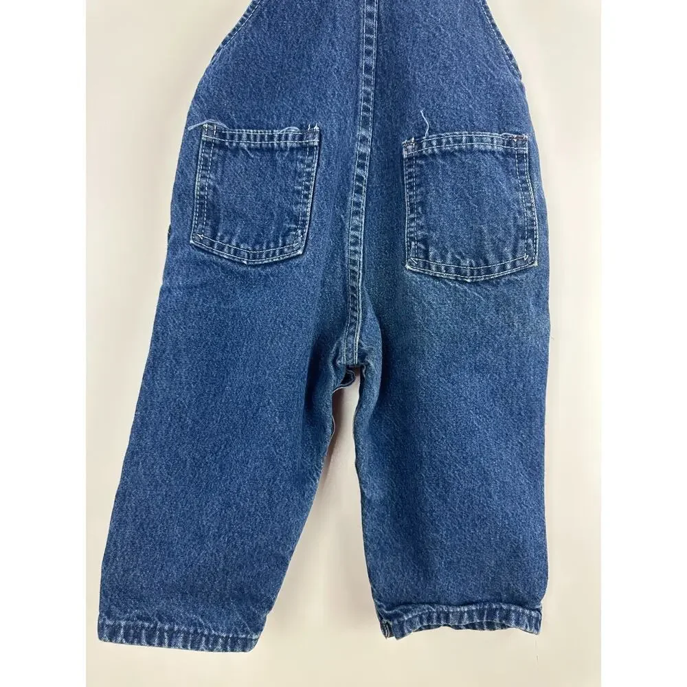Vintage OshKosh B’gosh Baby Toddler Overalls 2T USA Union Made Blue Denim Bib - Picture 12 of 14